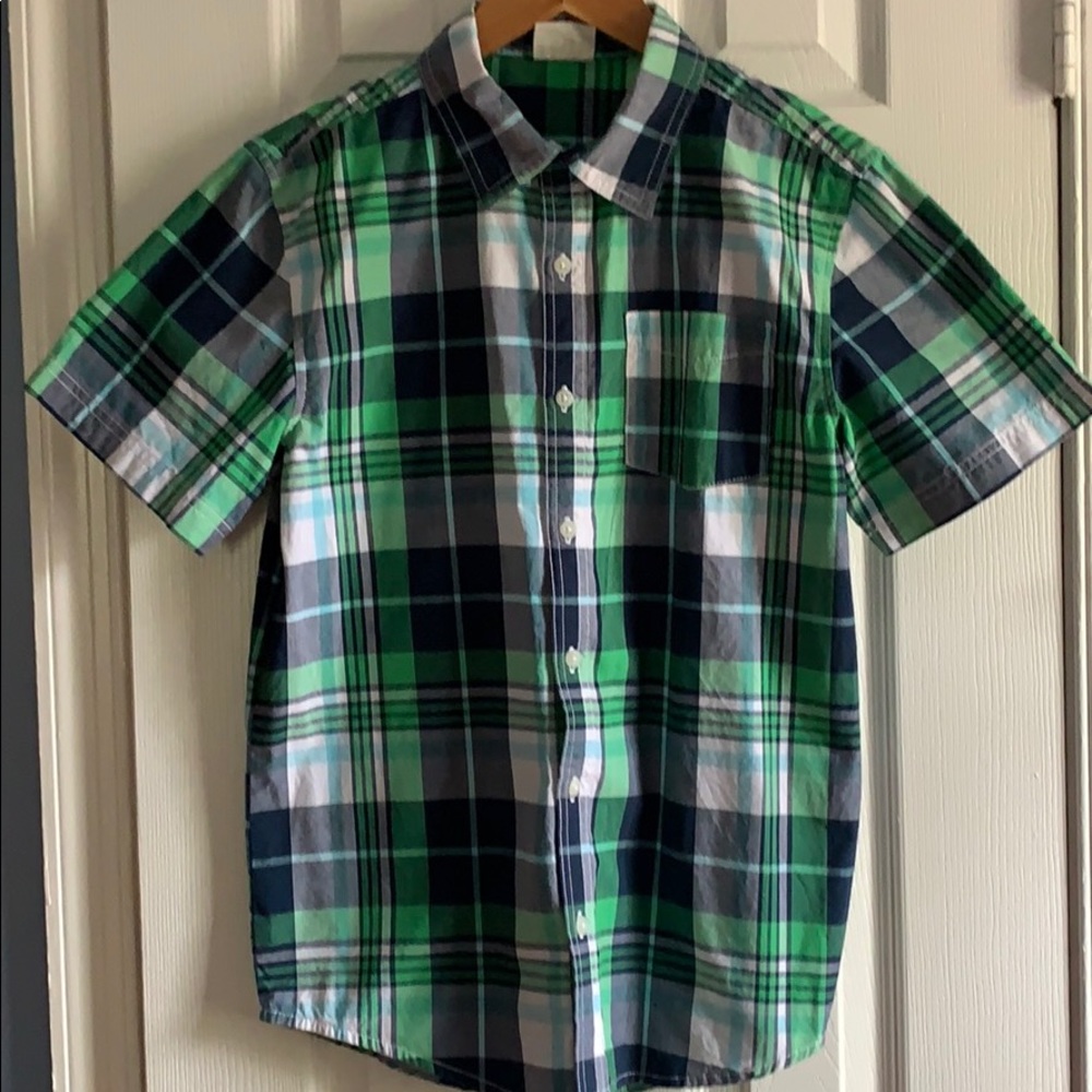 🌺 Plaid button down  shirt Youth XL (14)